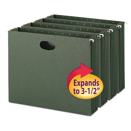 Smead Hanging File Folder, Expansion, Green, PK10 64220